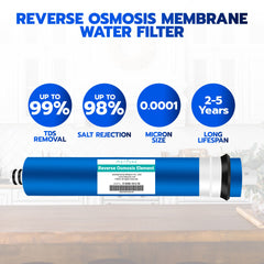 Metpure universal 50 GPD 1812 reverse osmosis membrane, 11.75 x 1.75 inch