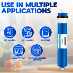 Metpure universal 50 GPD 1812 reverse osmosis membrane, 11.75 x 1.75 inch