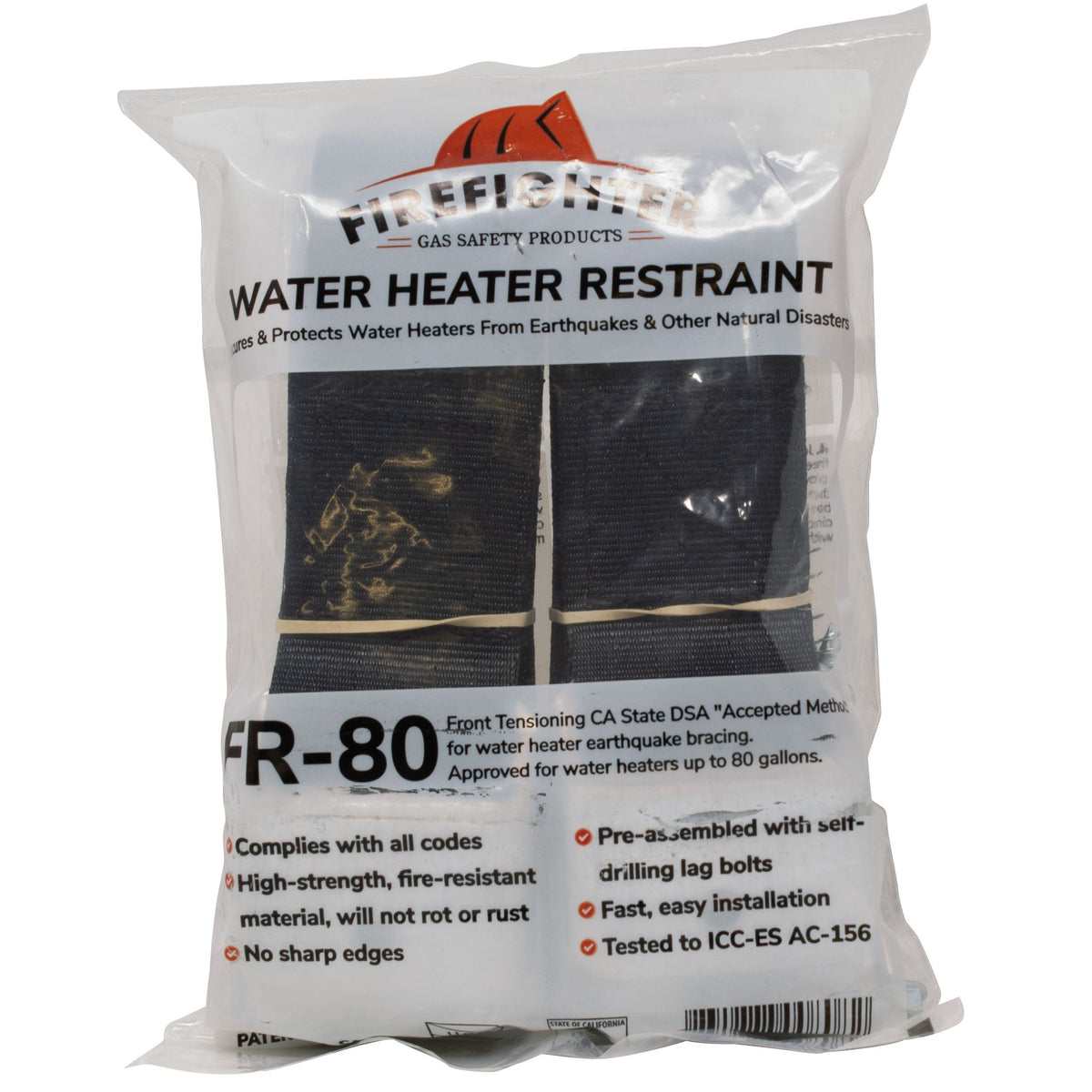 Firefighter FR-80 soft belt earthquake water heater strap for heaters up to 80 gallons