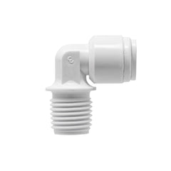 White 1/4 inch OD quick connect x 1/4 inch male thread elbow