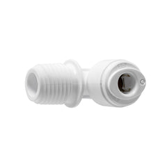 White 1/4 inch OD quick connect x 1/4 inch male thread elbow