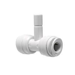 White 1/4 inch OD quick connect x 1/4 inch stem branch tee