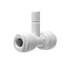 White 1/4 inch OD quick connect x 1/4 inch stem branch tee
