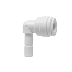 White 1/4 inch OD quick connect x 1/4 inch stem elbow fitting