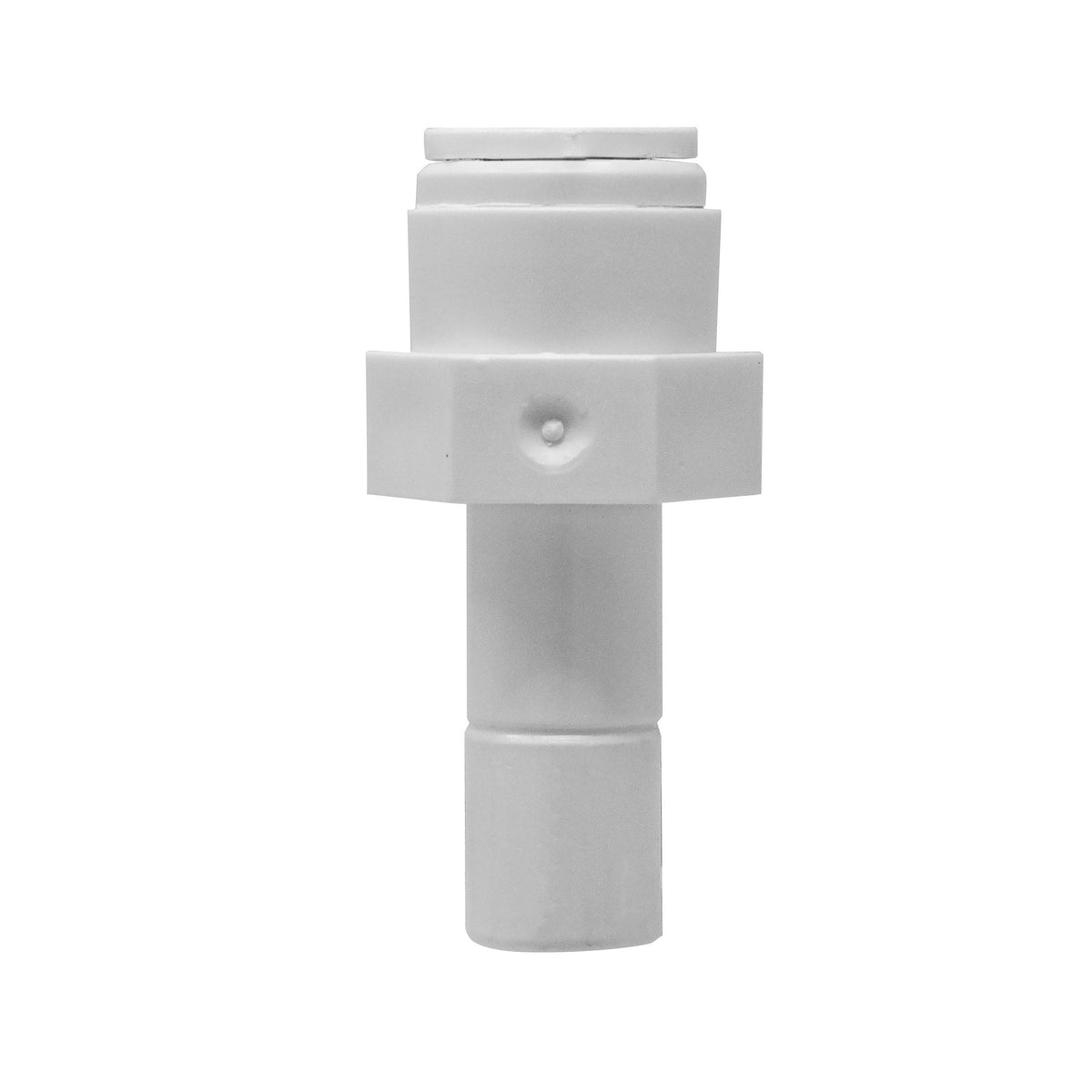 White 1/4 inch OD quick connect x 3/8 inch stem reducer