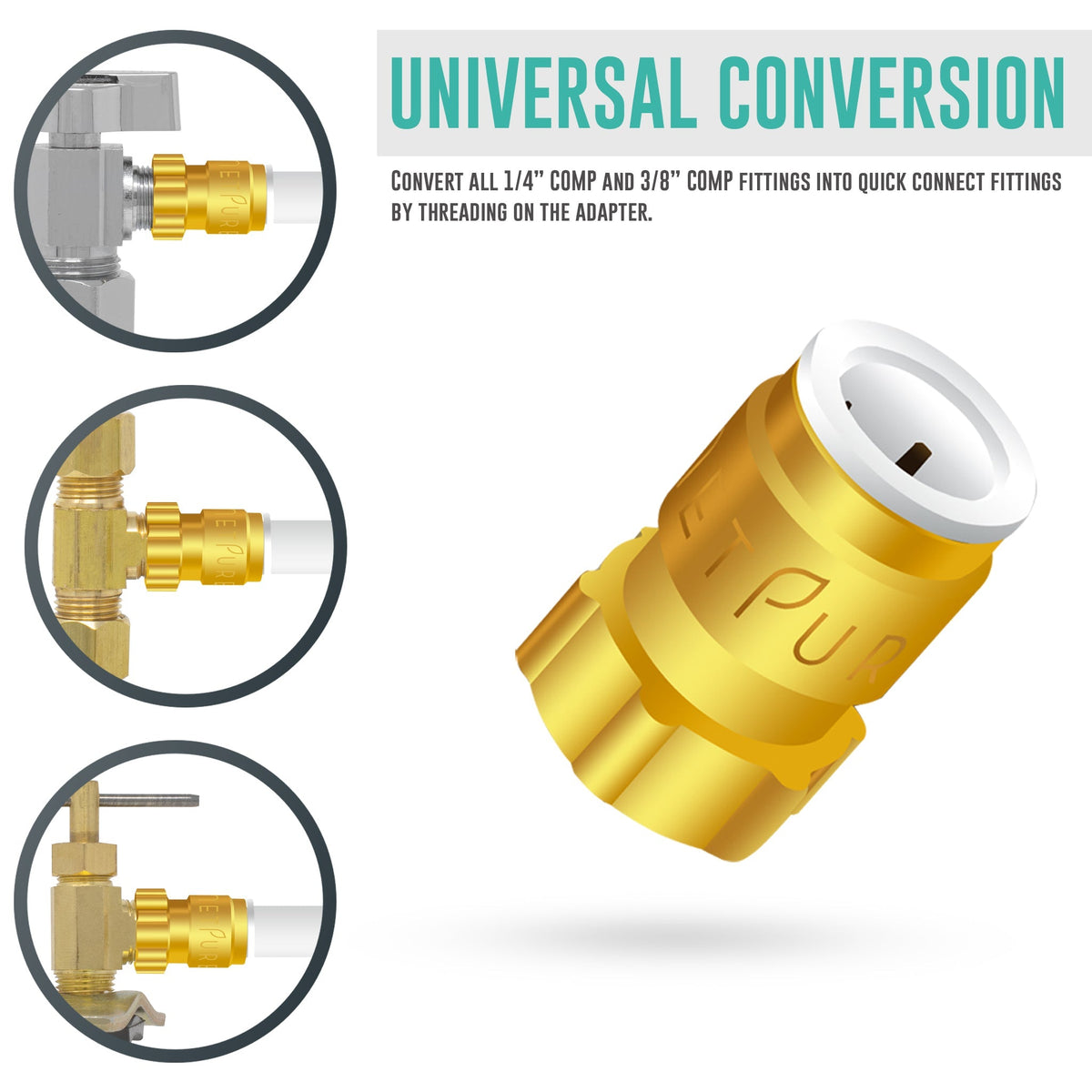 Metpure lead-free brass quick connect x female compression adapter