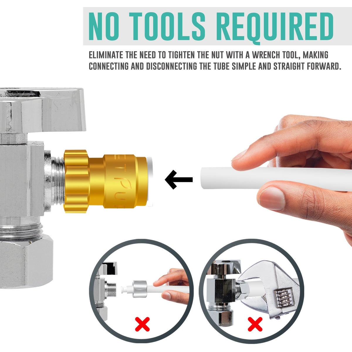 Metpure lead-free brass quick connect x female compression adapter