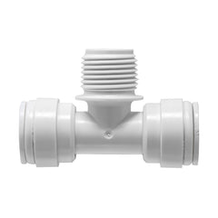3/8 inch OD x 3/8 inch OD quick connect x 3/8 inch male thread branch tee, NSF