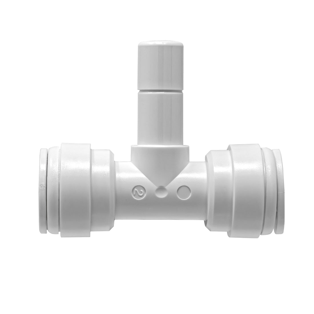 Quick connect stem branch tee. 3/8" quick connect x 3/8" stem branch tee. Certified by NSF.