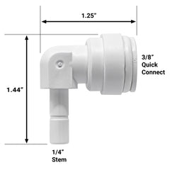 3/8" OD Quick Connect x 1/4" Stem Elbow for RO & Water Filtration (1 or 10 Pack)