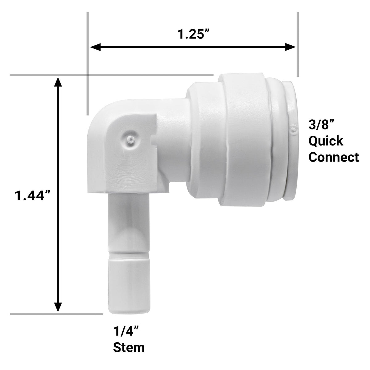 3/8" OD Quick Connect x 1/4" Stem Elbow for RO & Water Filtration (1 or 10 Pack)