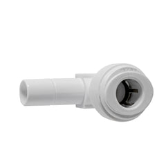 White 3/8 inch OD quick connect x 3/8 inch stem elbow fitting