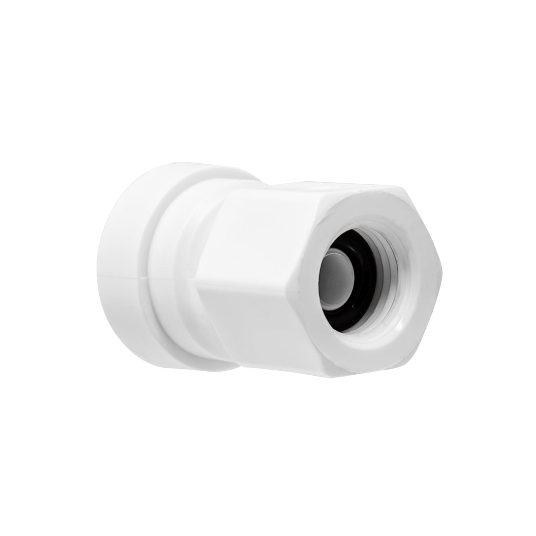 1/4" OD Quick Connect x 1/4" Comp (7/16" UNS Thread) Female Faucet Adapter Fitting. White.