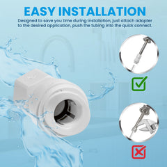 White quick connect x 7/16 inch female RO faucet adapter fitting