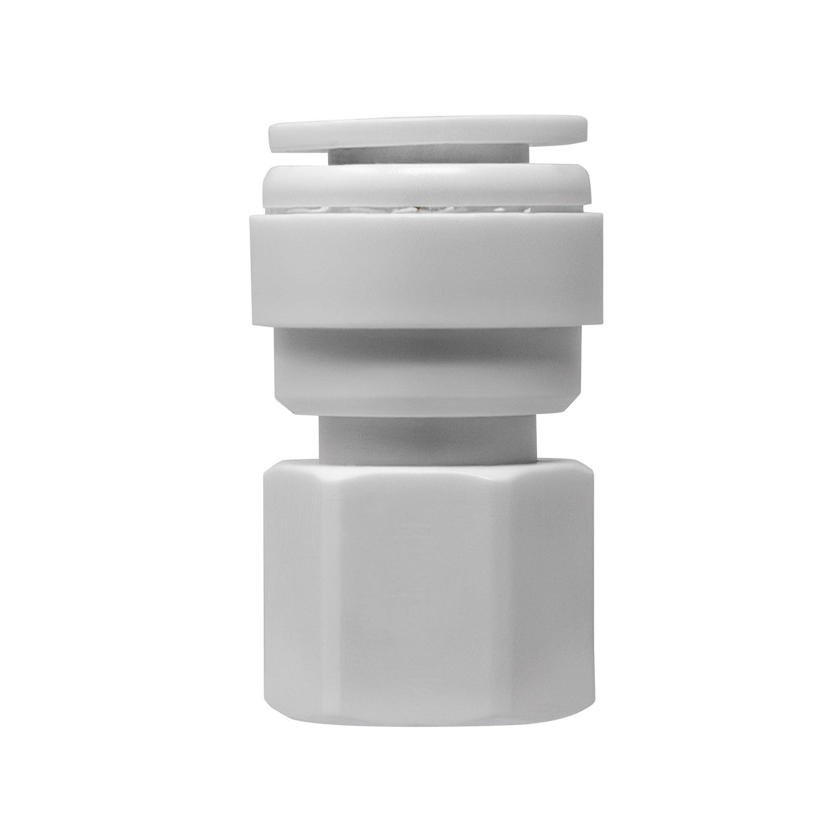 White 3/8 inch OD quick connect x 7/16 inch female faucet adapter fitting
