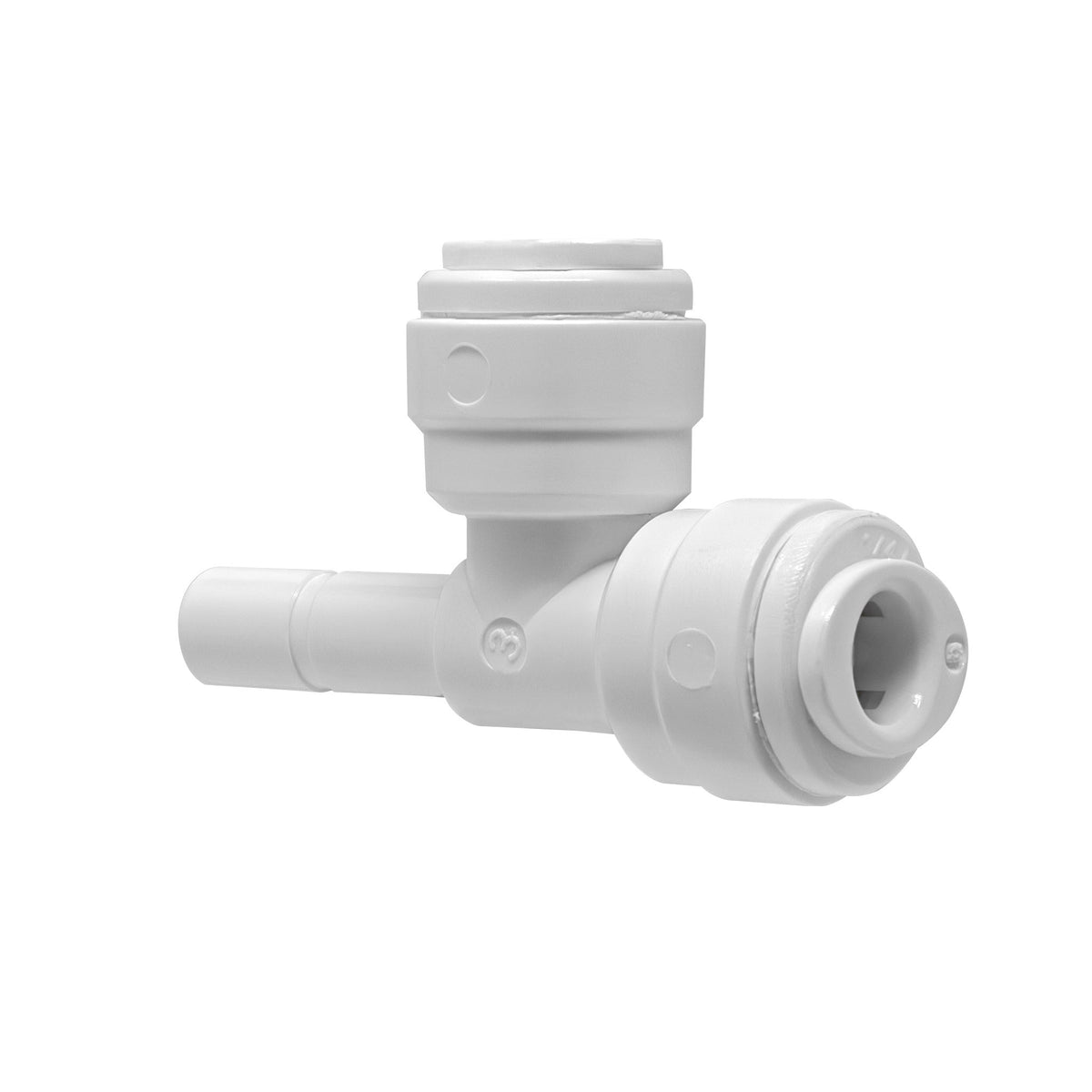 White 1/4 inch OD quick connect x 1/4 inch stem run tee