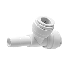 White 3/8 inch OD quick connect x 3/8 inch stem run tee