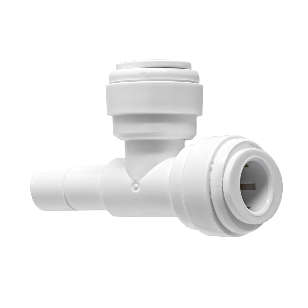 White 3/8 inch OD quick connect x 3/8 inch stem run tee