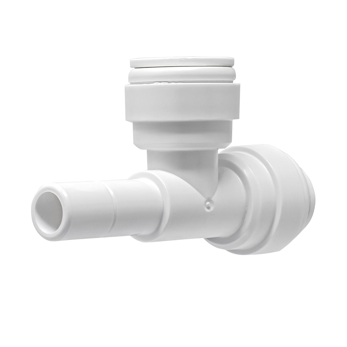 White 3/8 inch OD quick connect x 3/8 inch stem run tee