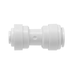 White 1/4 inch OD x 3/8 inch OD quick connect reducing union