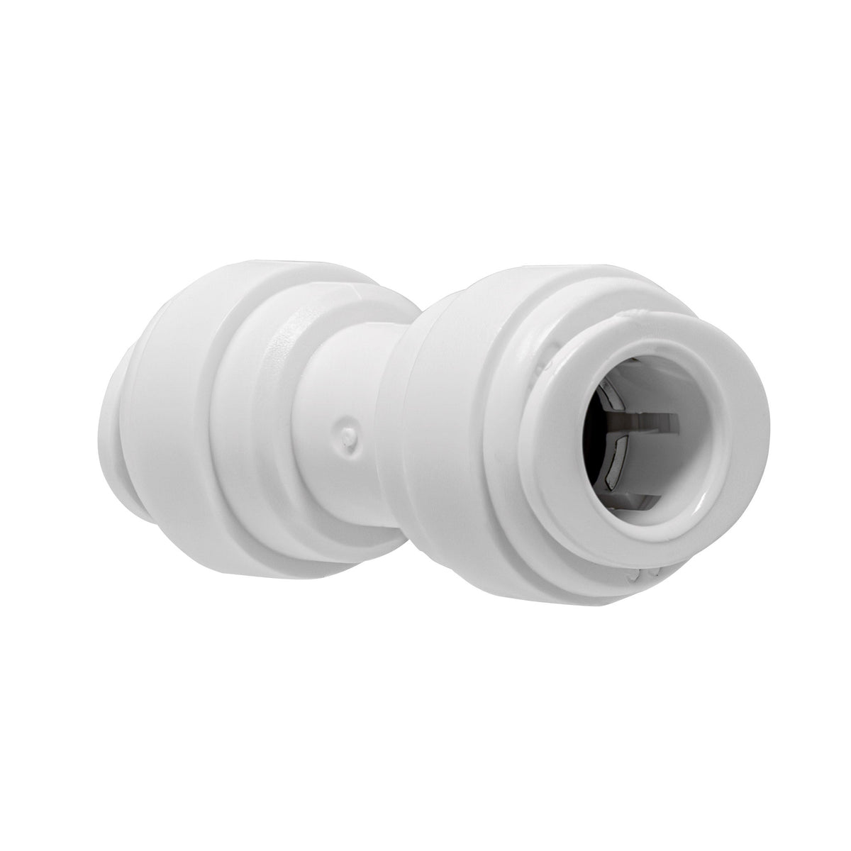 White 3/8 inch OD quick connect union
