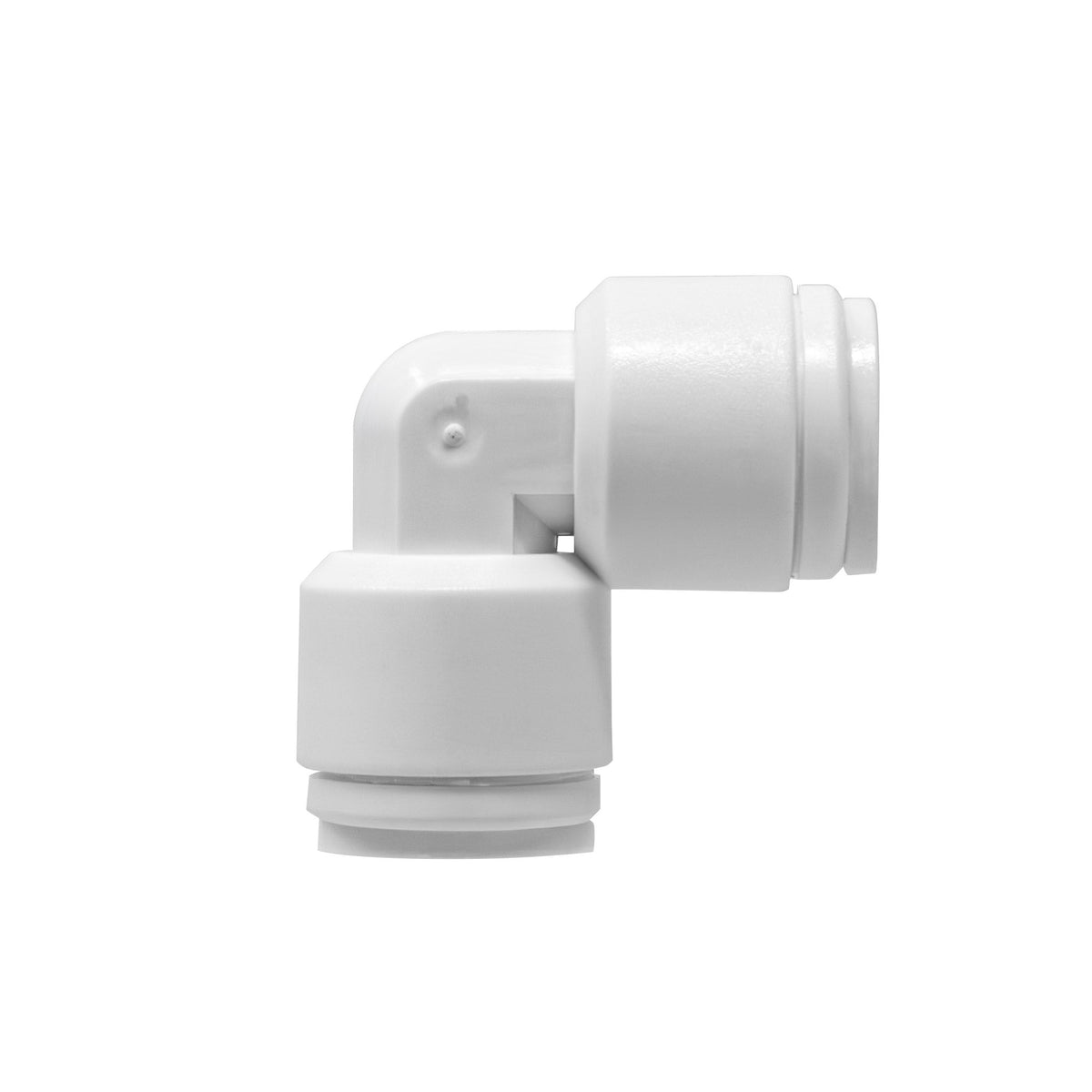 White 1/4 inch OD x 1/4 inch OD quick connect union elbow