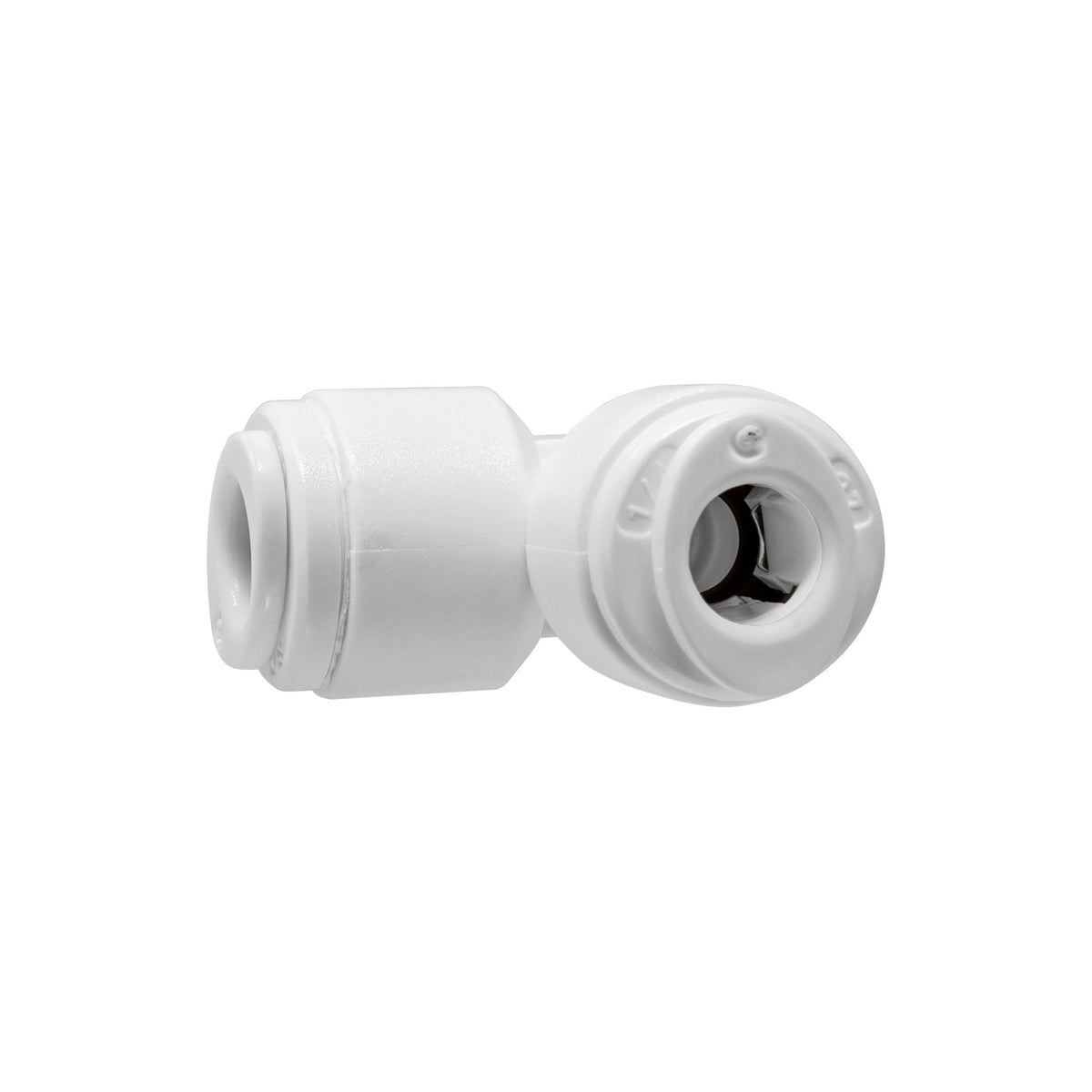 White 1/4 inch OD x 1/4 inch OD quick connect union elbow