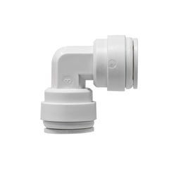 White 3/8 inch OD x 3/8 inch OD quick connect union elbow