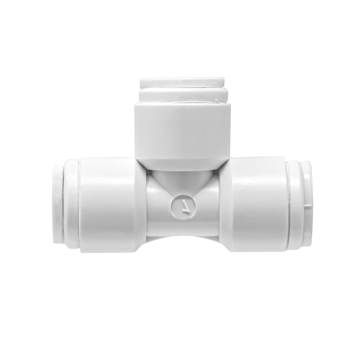 White 1/4 inch OD quick connect union tee