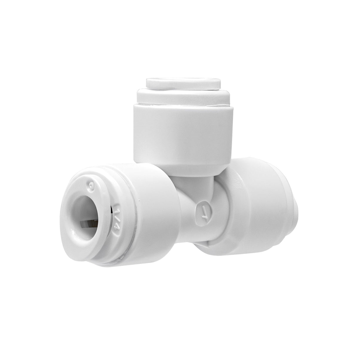 White 1/4 inch OD quick connect union tee