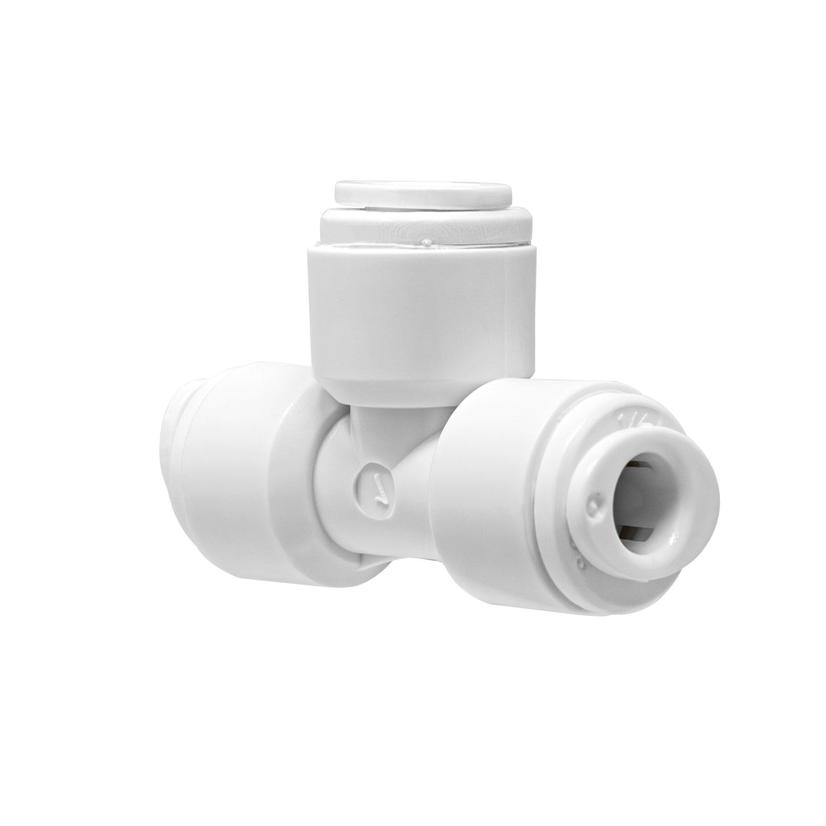 White 1/4 inch OD quick connect union tee