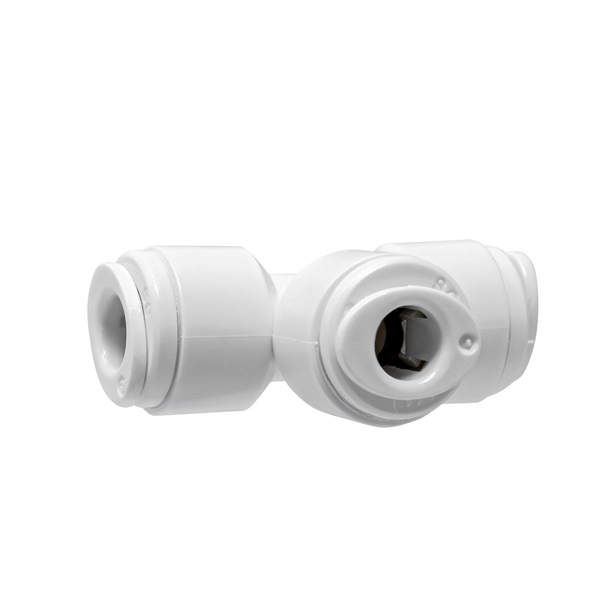 White 1/4 inch OD quick connect union tee
