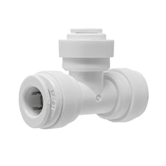 White 3/8 inch OD x 3/8 inch OD x 1/4 inch OD quick connect reducing union tee