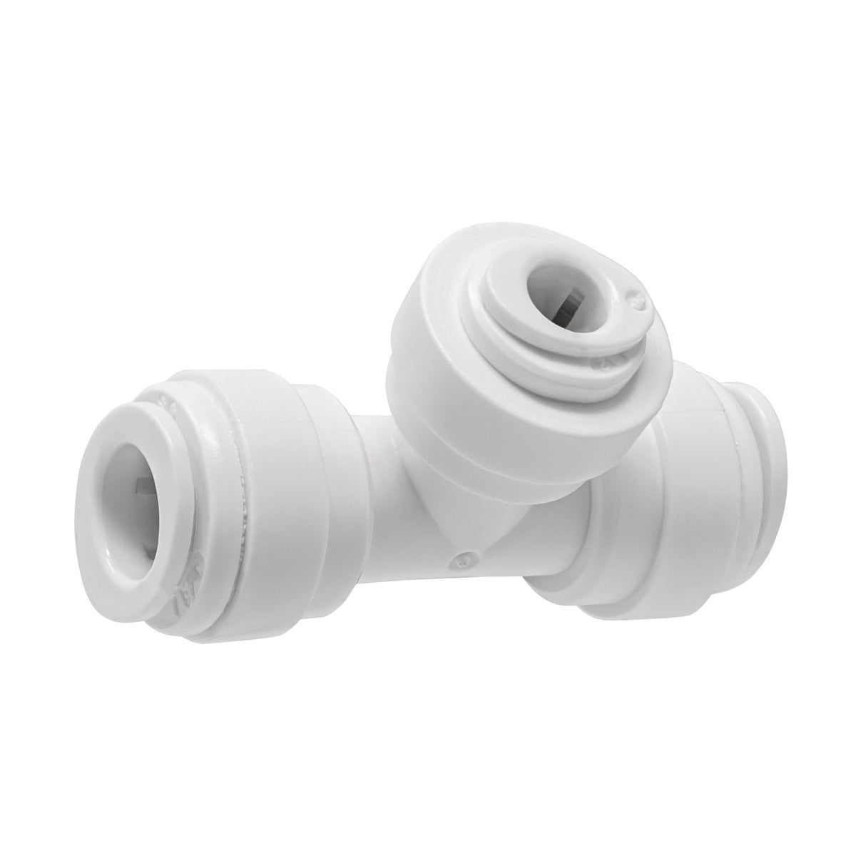 White 3/8 inch OD x 3/8 inch OD x 1/4 inch OD quick connect reducing union tee
