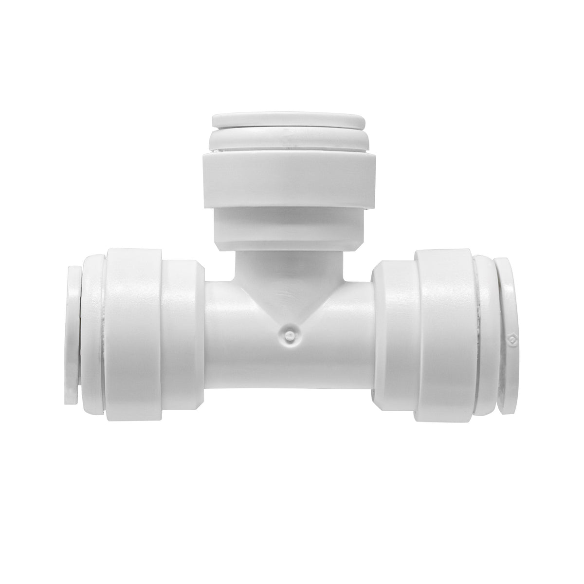 White 3/8 inch OD quick connect union tee