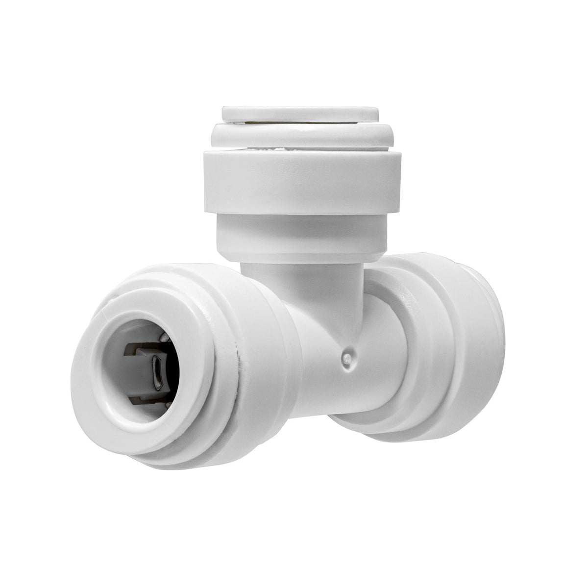 White 3/8 inch OD quick connect union tee