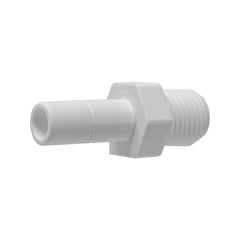 White 3/8 inch stem x 1/4 inch male thread adapter