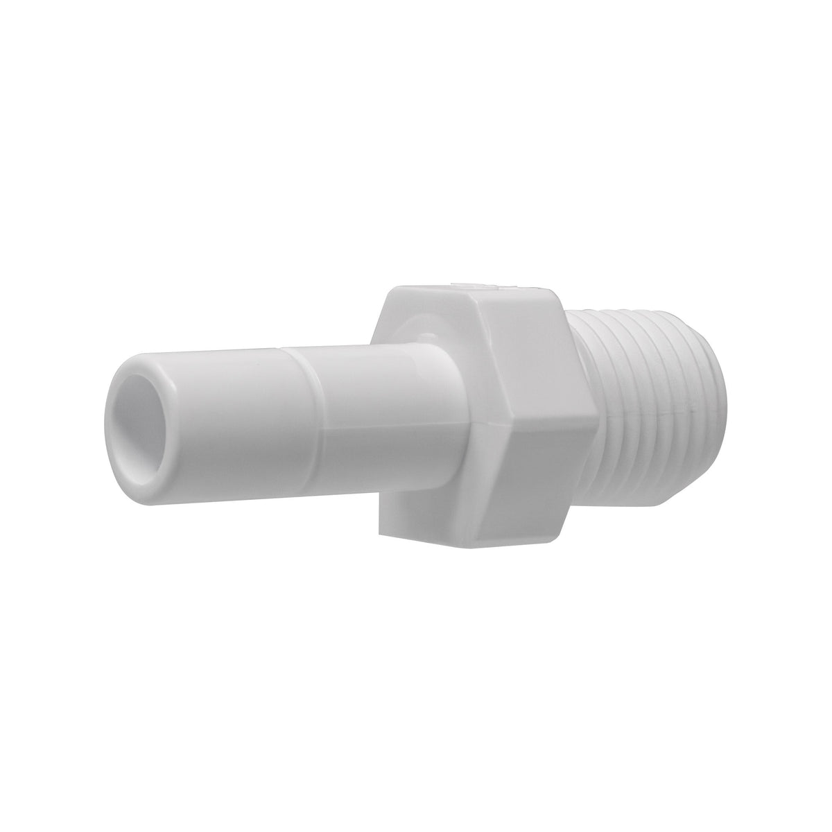White 3/8 inch stem x 1/4 inch male thread adapter