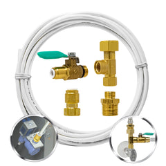 Metpure 1/4 inch OD ice maker and refrigerator water line kit with 25 ft tubing, brass adapter tee and shut-off valve