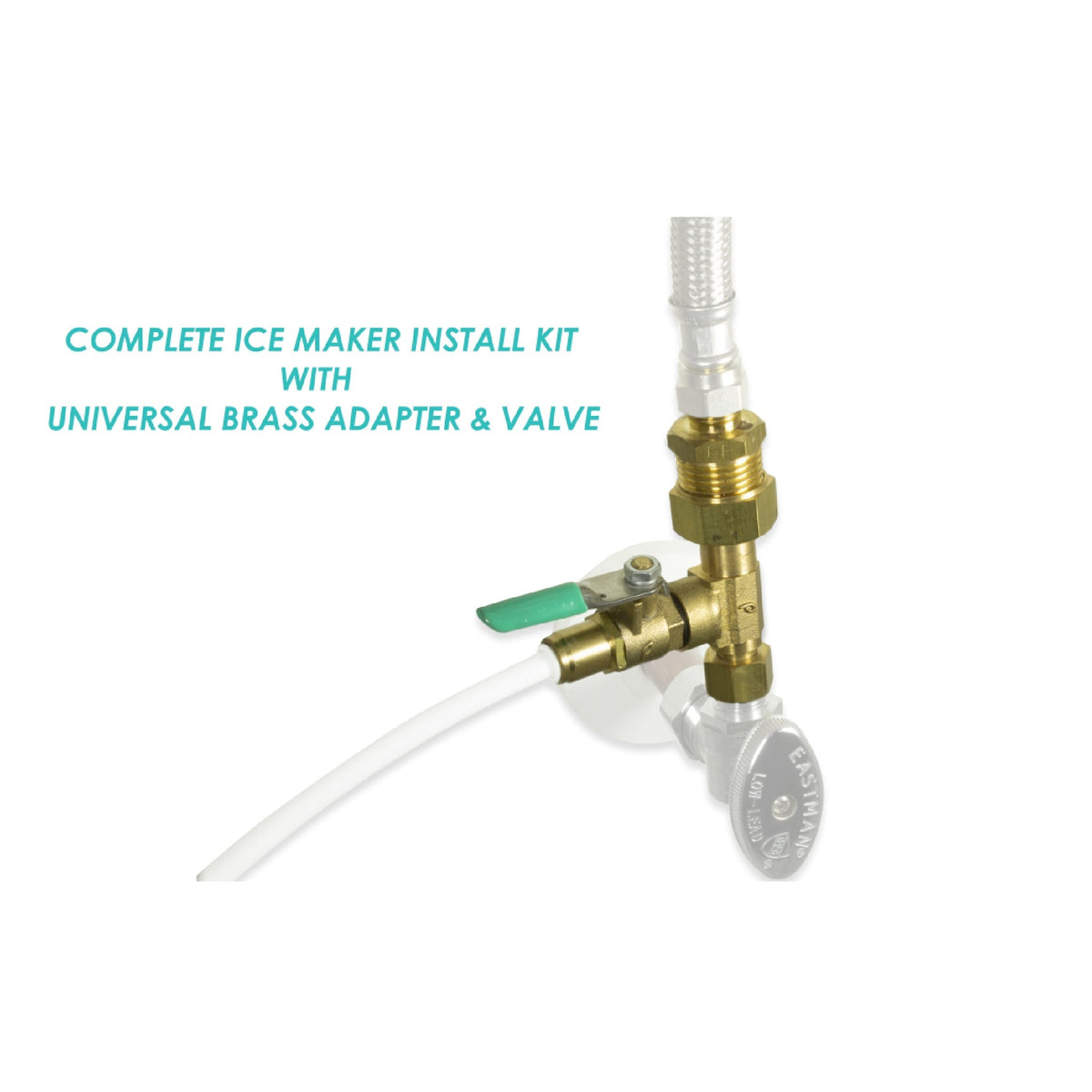 Metpure 1/4 inch OD ice maker and refrigerator water line kit with 25 ft tubing, brass adapter tee and shut-off valve