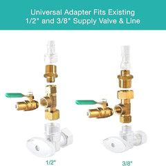 Metpure 3/8 inch OD ice maker and refrigerator water line kit with 25 ft tubing, brass adapter tee and shut-off valve