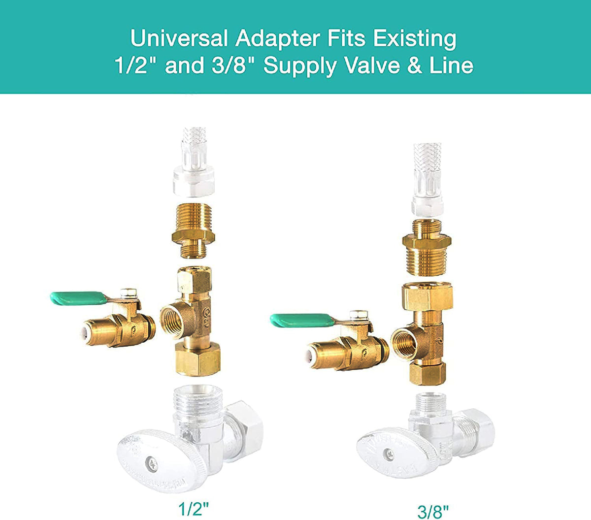 Metpure 3/8 inch OD ice maker and refrigerator water line kit with 25 ft tubing, brass adapter tee and shut-off valve