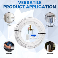 Metpure fridge water line kit with self-piercing saddle valve, inline ball valve, adapter and 25 ft tubing