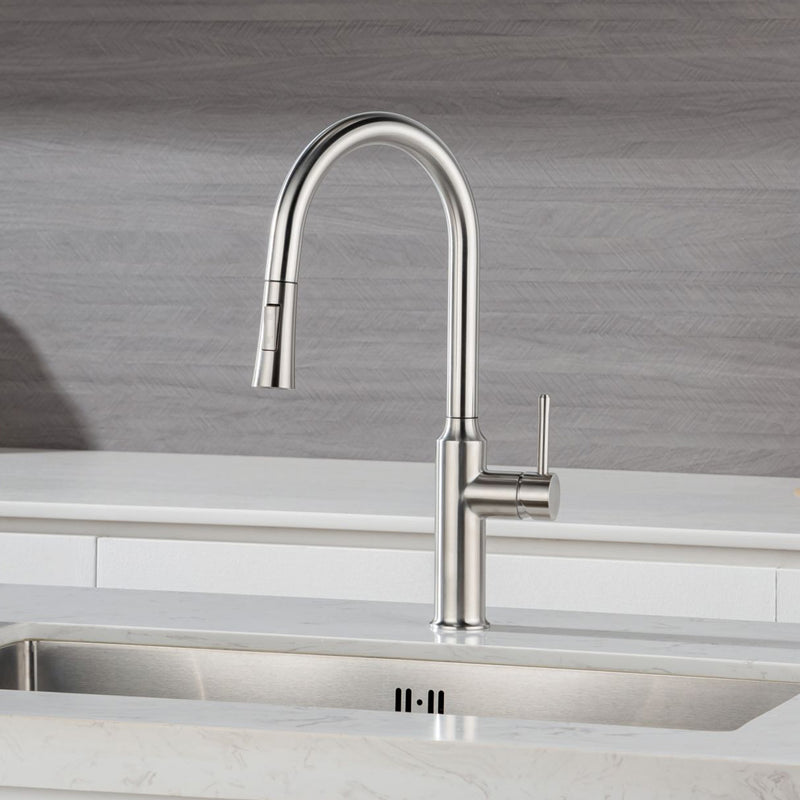 Metpure Stainless Steel Kitchen Faucet with Pull-Down Single Handle Hose, Euro Style Lead Free