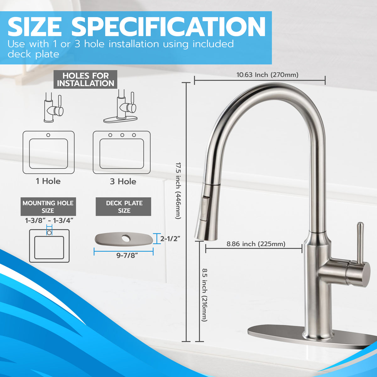 Metpure euro style stainless steel pull-down kitchen faucet