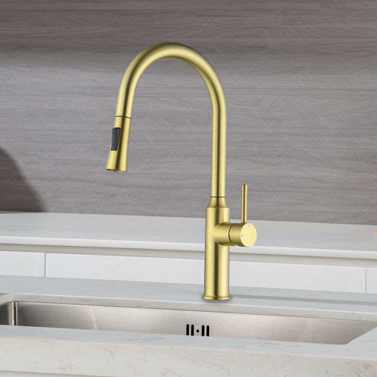 Metpure euro style stainless steel pull-down kitchen faucet