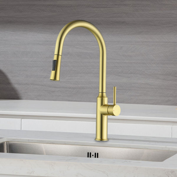 Metpure Euro Style Stainless Steel Pull-Down Kitchen Faucet, Lead Free (Select Color)