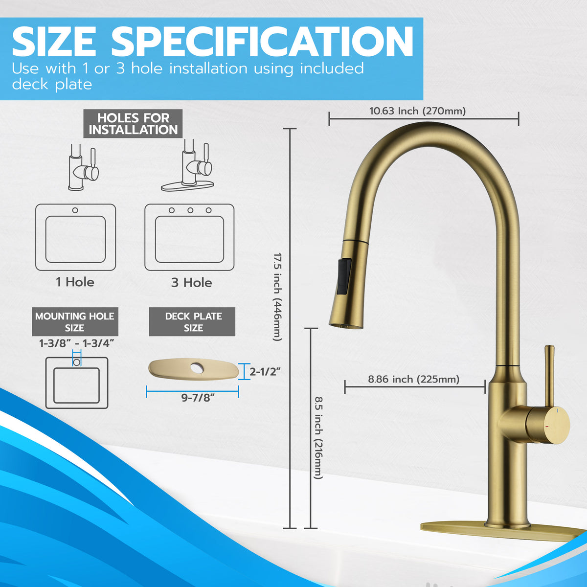 Metpure euro style stainless steel pull-down kitchen faucet