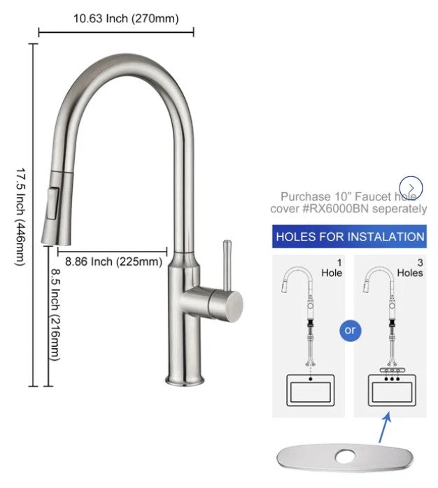 Metpure euro style stainless steel pull-down kitchen faucet, lead free - view 23
