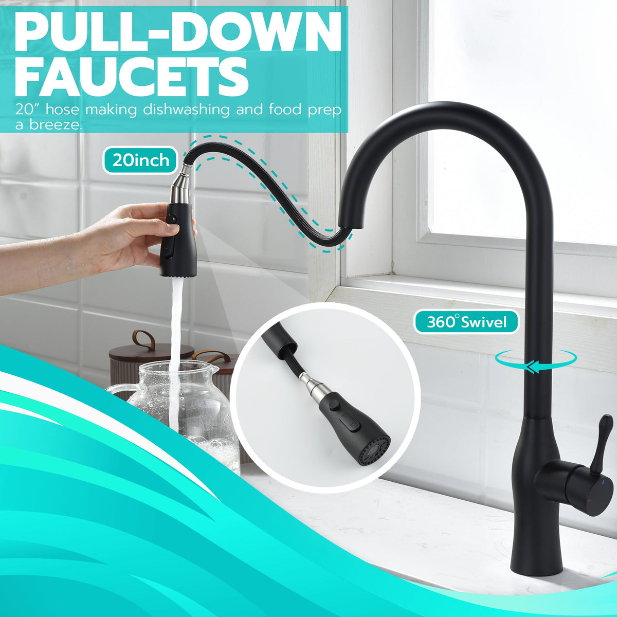 Metpure euro style stainless steel pull-down kitchen faucet, lead free - view 28